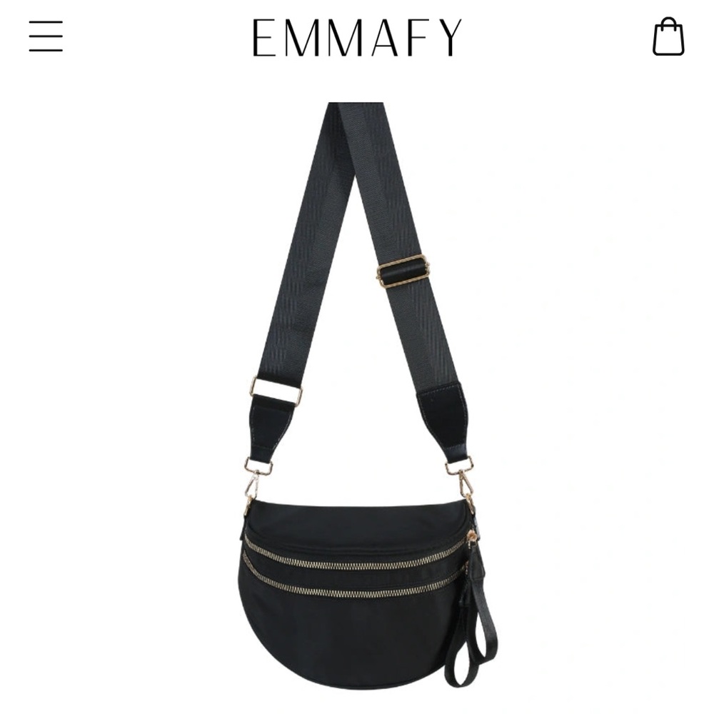 New Emmafy Black Crossbody Shoulder Bag with Wide Strap